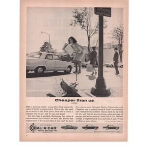 Dial a Car Rental Advertisement Vintage 1964 Automobilia Pogo Stick Dart Valiant